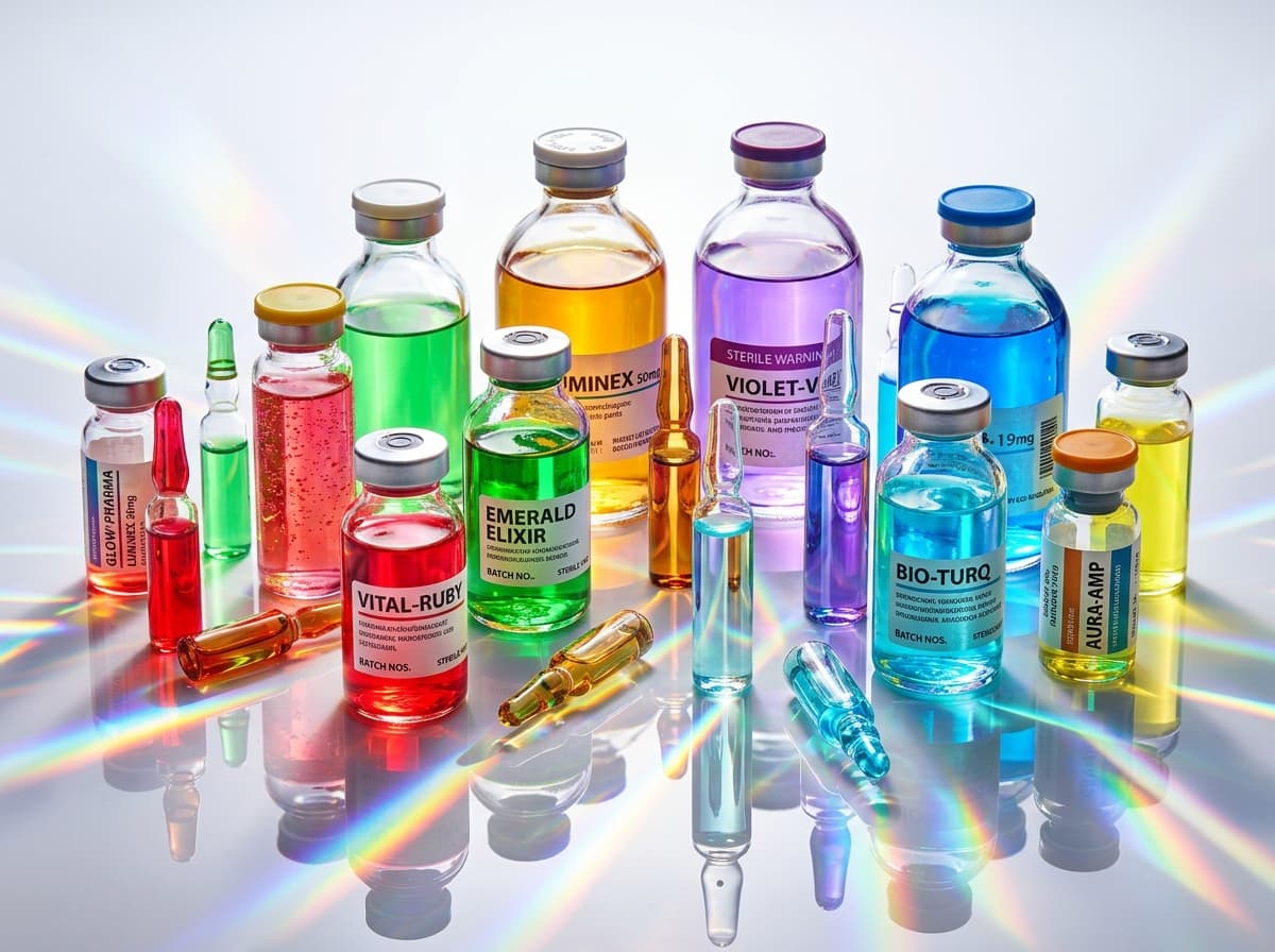Assorted hospital-grade injectables and pharmaceutical vials